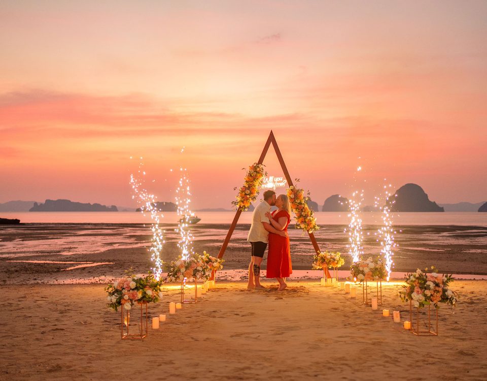 Krabi proposal, Krabi beach wedding decoration, Krabi photographer, Krabi decoration, Surprise proposal on the beach at Krabi, Krabi proposal decoration, Krabi wedding planner