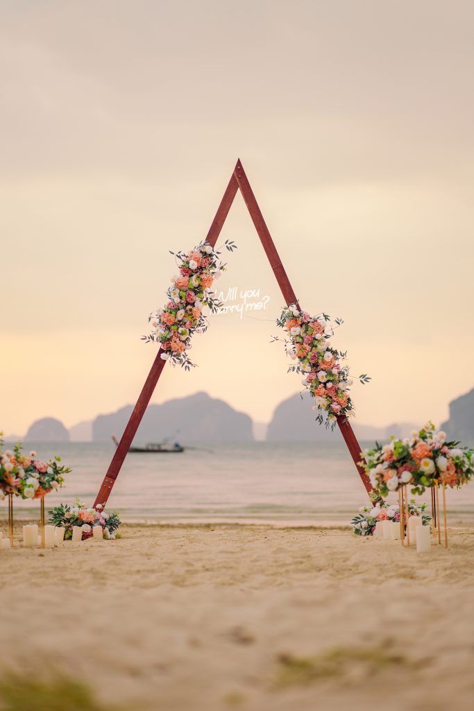 Krabi proposal, Krabi beach wedding decoration, Krabi photographer, Krabi decoration, Surprise proposal on the beach at Krabi, Krabi proposal decoration, Krabi wedding planner