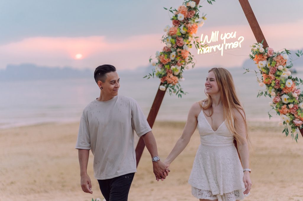 Krabi proposal, Krabi beach wedding decoration, Krabi photographer, Krabi decoration, Surprise proposal on the beach at Krabi, Krabi proposal decoration, Krabi wedding planner