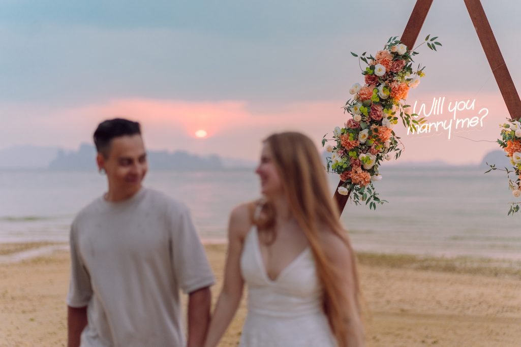 Krabi proposal, Krabi beach wedding decoration, Krabi photographer, Krabi decoration, Surprise proposal on the beach at Krabi, Krabi proposal decoration, Krabi wedding planner